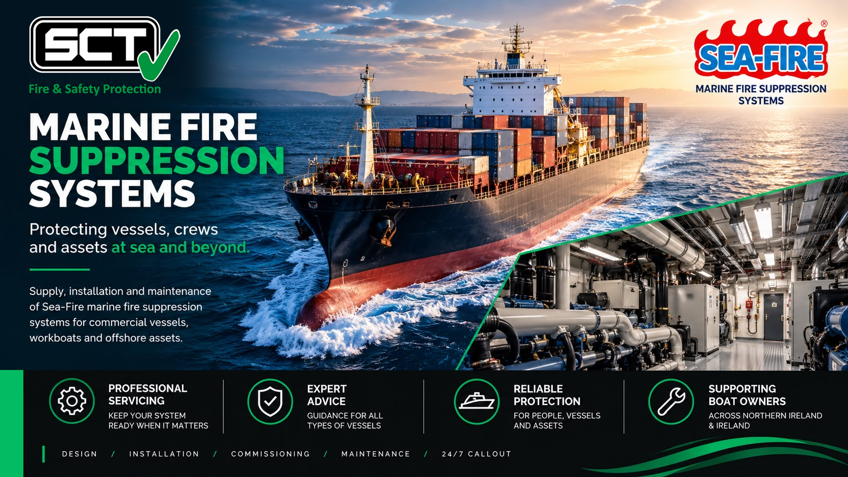 Marine fire suppression servicing and systems by SCT Fire & Safety Protection and Sea-Fire